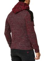 Moderner Herren Strick-Pullover Kapuzen-Sweater Grobstrick-Hoodie Strick-Jacke 13290 Rot