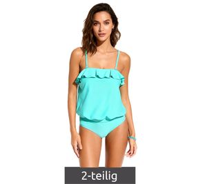 Ensemble tankini 2 pièces femme turquoise à coques rembourrées (réf. 963546)