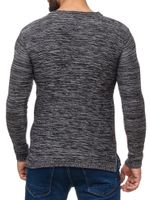 Moderner Herren Strick-Pullover im Destroyed Look Rundhals-Sweaterullover 13295 Grau