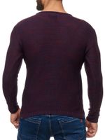 Moderner Herren Strick-Pullover im Destroyed Look Rundhals-Sweaterullover 13295 Weinrot