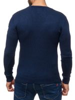 Trendiger Herren Rundhals-Sweater mit Patches Strick-Pullover im Military Style 13297 Marine