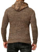 Sportiver Herren Kapuzen-Pullover mit Half-Zip und Strukturstrick Hoodie Sweater 13323 Braun