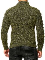Stylish men's knit sweater with knitted slits on the sleeves, Sweater 13328 Yellow
