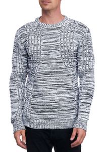 Moderner Herren Strick-Pullover mit Strukturmuster Rundhals-Sweater 13361 Weiß