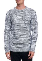 Moderner Herren Strick-Pullover mit Strukturmuster Rundhals-Sweater 13361 Weiß