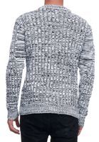 Moderner Herren Strick-Pullover mit Strukturmuster Rundhals-Sweater 13361 Weiß