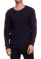 Fashionable men's oversized chunky knit sweater 13365 Navy