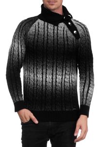Stylischer Herren Strick-Pullover mit Rollkragen und Farbverlauf Struktur-Sweater 13368 Schwarz