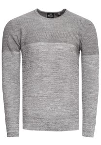Cooler Herren Feinstrick-Pullover mit Colorblock Rundhals-Sweater 13376 Grau
