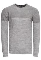 Cooler Herren Feinstrick-Pullover mit Colorblock Rundhals-Sweater 13376 Grau