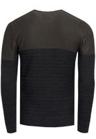 Maglione da uomo fresco in maglia fine con blocchi di colore, girocollo 13376 Khaki