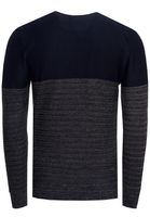 Cooler Herren Feinstrick-Pullover mit Colorblock Rundhals-Sweater 13376 Marine