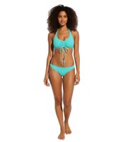 Completo bikini da donna a due pezzi, colorato, con coppe imbottite, reggiseno e slip, ideale per la spiaggia e l'estate (codice 979250, turchese)