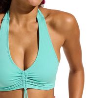 Completo bikini da donna a due pezzi, colorato, con coppe imbottite, reggiseno e slip, ideale per la spiaggia e l'estate (codice 979250, turchese)