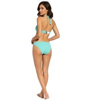 Completo bikini da donna a due pezzi, colorato, con coppe imbottite, reggiseno e slip, ideale per la spiaggia e l'estate (codice 979250, turchese)