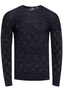 Lässiger Herren Feinstrick-Pullover mit Karomuster und Rundhals Slim Fit Strick-Sweater 13378 Marine