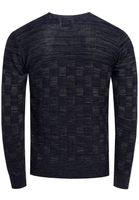 Lässiger Herren Feinstrick-Pullover mit Karomuster und Rundhals Slim Fit Strick-Sweater 13378 Marine