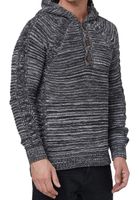 Pull à capuche en grosse maille pour homme, avec patte de boutonnage et texture torsadée, référence 13385 anthracite