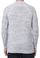 Pull homme moderne en grosse maille, col rond, coupe ajustée, orné de torsades (réf. 13386, gris).