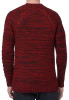 Moderner Herren Grobstrick-Pullover mit Zopfdetails und Rundhals Slim Fit Strick-Sweater 13386 Rot