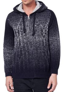Lässige Herren Strick-Jacke mit Kapuze und Farbverlauf strukturierter Hoodie Cardigan 13390 Marine
