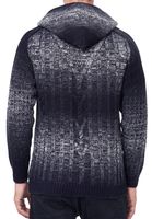 Lässige Herren Strick-Jacke mit Kapuze und Farbverlauf strukturierter Hoodie Cardigan 13390 Marine