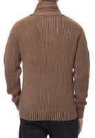 Trendiger Herren Stehkragen-Pullover mit Zopfmuster Grobstrick-Sweater 13391 Camel