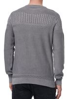 Cooler Herren Rundhals-Pullover mit modernem Strick-Muster Feinstrick-Sweater 13393 Anthrazit