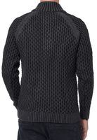 Markanter Herren Strick-Pullover mit Stehkragen und Knopfleiste Kontrast-Sweater im Strukturstrick 13394 Anthrazit