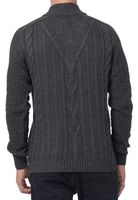 Klassische Herren Grobstrick Strick-Jacke mit Stehkragen und Knopfleiste Struktur-Cardigan 13401 Anthrazit