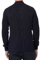 Klassische Herren Grobstrick Strick-Jacke mit Stehkragen und Knopfleiste Struktur-Cardigan 13401 Marine