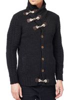 Giacca da uomo in maglia spessa con colletto rialzato e chiusura a laccetto Cardigan 13418 Antracite