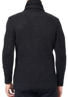 Giacca da uomo in maglia spessa con colletto rialzato e chiusura a laccetto Cardigan 13418 Antracite