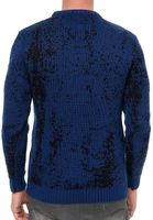 Maglione girocollo da uomo senza tempo con design bicolore, maglia fine 13433 Sax Blue