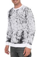 Zeitloser Herren Rundhals-Pullover im Zweifarben-Design Feinstrick-Sweater 13433 Weiß