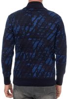 Maglione sportivo da uomo con collo alto e mezza cerniera, maglia fine 13444 Blu navy