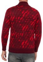 Maglione sportivo da uomo con collo alto e mezza cerniera, maglia fine 13444, rosso vino