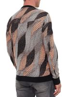 Maglione girocollo da uomo alla moda con motivo a onde, maglia fine 13445 Arancione