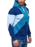 Felpa con cappuccio color block da uomo moderna con tasca a marsupio, vestibilità regolare, 19042 Petrol