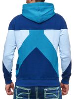 Felpa con cappuccio color block da uomo moderna con tasca a marsupio, vestibilità regolare, 19042 Petrol
