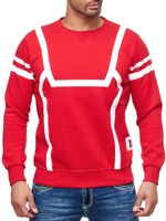 Sportlicher Herren Casual-Pullover mit Kontrastprint Rundhals-Sweater 19045 Rot