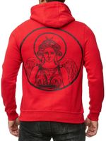 Sweat à capuche élégant pour homme, orné d'un imprimé ange et d'un grand imprimé au dos, modèle 19102, rouge.
