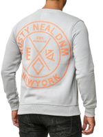 Maglione casual da uomo con scollo rotondo, stampa del logo e grande stampa sul retro, maglione 19103 grigio