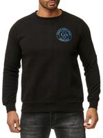 Maglione casual da uomo con scollo rotondo, stampa del logo e grande stampa sul retro, maglione 19103, nero
