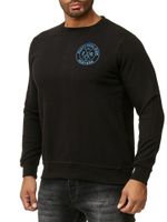 Maglione casual da uomo con scollo rotondo, stampa del logo e grande stampa sul retro, maglione 19103, nero