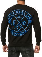 Maglione casual da uomo con scollo rotondo, stampa del logo e grande stampa sul retro, maglione 19103, nero