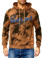 Felpa con cappuccio tie-dye da uomo, pullover con cappuccio e stampa vintage, maglione 19113 Camel