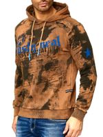 Felpa con cappuccio tie-dye da uomo, pullover con cappuccio e stampa vintage, maglione 19113 Camel