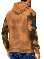 Felpa con cappuccio tie-dye da uomo, pullover con cappuccio e stampa vintage, maglione 19113 Camel