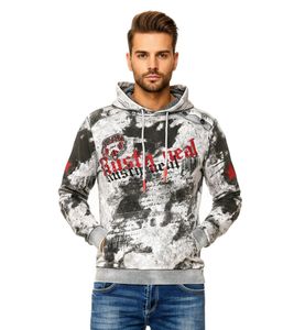 Felpa con cappuccio tie-dye da uomo, pullover con cappuccio e stampa vintage, maglione 19113 Grigio